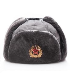 Soviet Union badge Lei Feng hat waterproof outdoor hats for men women Thickened ear protection Russian warm hat 23021046847270955