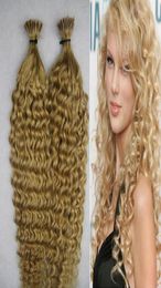 Blonde Brazilian Hair Nail U Tip Hair Extensions kinky curly 200g 200s Machine Made Remy Pre Bonded Keratin Capsules Hair6088870