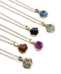 Agate Irregular Bezel Pendant Necklace for Women Natural Stone Chakra Gold Chain Choker Necklaces Women Girls Jewellery Gifts3004390