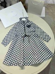 Luxury girl dress Lace up waist design baby dresses Size 110-160 child skirt Full print of geometric patterns toddler frock Dec20