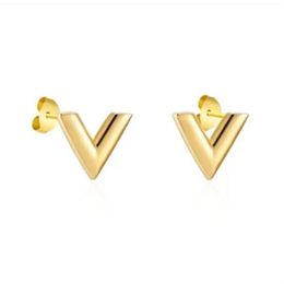 Cute Size Stainless Steel Fashion Studs Silver Rose Gold Earring Man Women Designers Earings Love V Letter engagement Jewelry Whol255Q