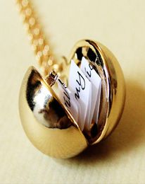 Charm Vintage lady Secret Message Ball Locket Silver Gold Pendant Necklace Jewellery Make A Love Confession Sweater Necklace Gift2742409