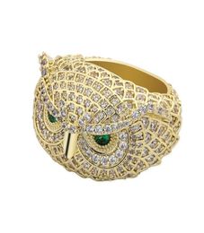 Luxury Designer Jewellery Mens Gold Owl Rings Iced Out Full Zircon Gold Silver Plated Finger Rings5321932