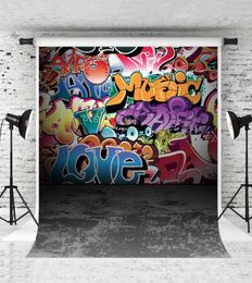 Dream 5x7ft Colourful Graffiti Wall Backdrop Hiphop Street Art Pography Background for Baby Portrait Po Grey Floor Backdrop S2321456