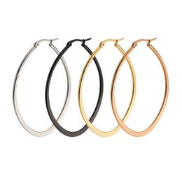 New Vintage Jewellery Brand Earrings Titanium Stainless Steel Gold Silver Black Hoop Earrings Big Size Women Earrings Accessories 102722967