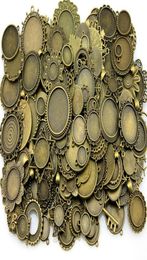 100Gram Mix Designs Antique Bronze Antique Silver Zinc Alloy Pendant Blank Cameo Cabochon Base Setting Jewelry Accessories4829306