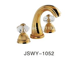 Faucets Wholesale fashion high quality brass material gold plating crystal handle widespread basin faucet sink faucet