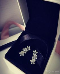 NEW 925 Sterling Silver CZ Diamond flowers Stud EARRING Original Box Set for 925 Snow Earrings Women Girls Gift Jewelry8923917