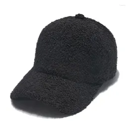 Ball Caps Winter Wool Baseball Cap Women Autumn Woollen Korean Velvet Suncap Female Thickened Warm Curved Eaves Fashion Hats