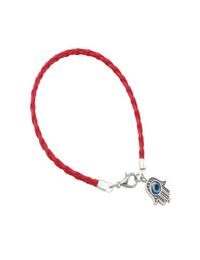 100Pcs Red Leatheroid Braided String Kabbalah Evil Eye Hamsa Hand Charms Bracelets 20cm Men and women leather lucky bracelet259O951424771