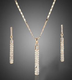 2021 Crystal clear 18K Real Gold Plated Austria ELEMENTS Drop Earrings and Pendant Necklace Sets sell26651955164687