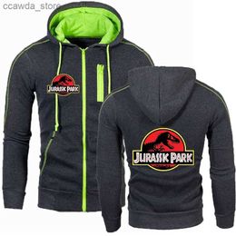 Men's Hoodies Sweatshirts JURASSIC PARK Men's Printed Jacket Sports Zip Hoodie Multi Zip Slim Hoodie Jacket Casual Long Sleeve Sweatshirt Men Q231226