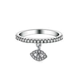 Simple Fashion Jewelry 925 Sterling Silver Angle Eye Eternity Ring Pave White Sapphire CZ Diamond Gemstones Women Wedding Band Rin7648961
