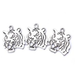 50pcslot Ancient Silver Alloy Tiger Charms Pendants For diy Jewellery Making findings 27x24mm3587384