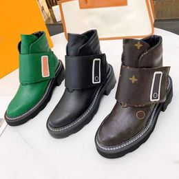 New cowhide boots leather boots womens boots Ankle Boots luxury boots with brand logo on the upper flat boots sheepskin lining martin boot motorcycle boots