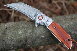 Special Offer M7699 Flipper Folding Knife VG10 Damascus Steel Blade Rosewood with Steel Head Handle Ball Bearing Fast Open Folder Tactical Knives