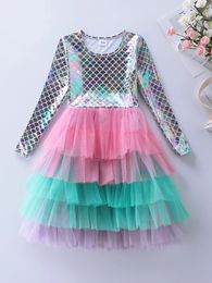 Girls Long sleeved Mermaid Cake Autumn Dress LH168 231226