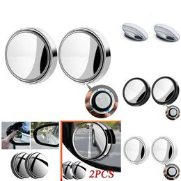 Car Upgrade 2pcs convex mounted auxiliary rear-view mirror 360 degree rotation wide-angle round frame blind spot rear-view mirror