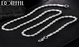 925 Sterling Silver ed Rope Chain Necklace 1618202224 Inch 4mm For Women Man Fashion Wedding Charm Jewelry7309483