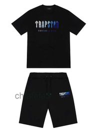 Mens Trapstar t Shirt Short Sleeve Print Outfit Chenille Tracksuit Black Cotton London Streetwear Advanced Design 659ess 5K0L