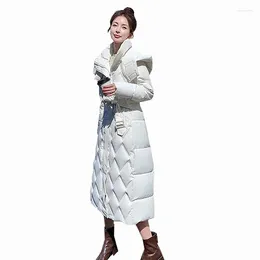 Women's Trench Coats White Cotton Jackets Women Autumn And Winter 2023 Fashion Long Casual Hooded Zipper