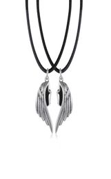 Pendant Necklaces Punk Magnets Attract Leather Rope Link Chain Angel Demon Wing Necklace For Lover Couples Men Women Clavicle Jewe4673278