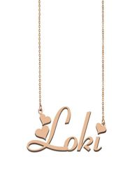 Loki name necklaces pendant Custom Personalized for women girls children friends Mothers Gifts 18k gold plated Stainless stee8856409