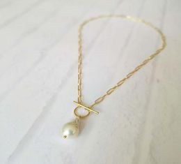 Pendant Necklaces Gold Toggle Clasp Boho Necklace Small Pearl Genuine Freshwater For Women Unique Jewelry8387060