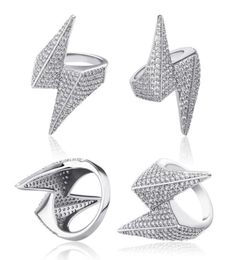Diamond lightning ring with zircon European and American hip hop men039s jewelry3459448