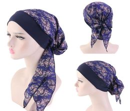1pc Soft Bandana Headwear Silk Muslim Turban Pirate Hat Elastic Band Women Chemo Scarves3909056
