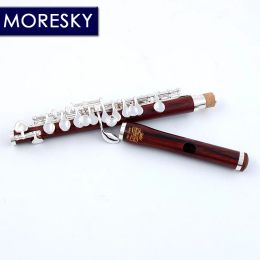 MORESKY Cocobolo Wood Piccolo C Key Cupronickel Half-size Flute Silver Plated Body Material Ebony MPC-168