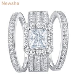 she Wedding Rings For Women Solid 925 Sterling Silver Engagement Ring Bridal Set Perfect Princess Cut AAAAA Zircons Jewelry 2202126194326