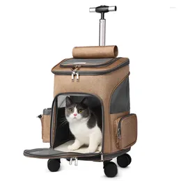 Cat Carriers Foldable Carrier Backpack Stroller Pet Suitcase 360 Degree Universal Wheels Side Mesh Dog Trolley Travel Transport Tool