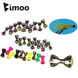 Bimoo 50PCS 3D Fly Tying Brass Dumbbell Fish Eyes Crazy Charlie Fast Sinking Fly Tying Material Streamers Salmon Barbells Beads 231225