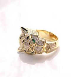 Popular diamond inlaid leopard head ring saffrey garnet cheetah dominee temperament gift for men and women4549580