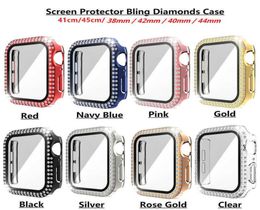 Diamond Screen Protector watch Case for Apple iWatch 45mm 44mm 42mm 41mm 40mm 38mm Bling Crystal Full Cover Protective Cases PC Bu8069843