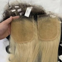 Closures HD Swiss Lace 13X4 Lace Frontal 4X4 5*5 Lace Closure Malaysian 100% Human Hair Silky Straight 1224inch Blonde 613# Color