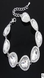 New Crystal Bridal Jewelry Sets Silver Color Teardrop Bridal Bracelet Earrings Sets Wedding Jewelry 4666930