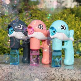 Bubble Gun Electric Automatic Soap Cute Bubbles Machine Kids Portable Outdoor Party Toy LED Light Blower Toys Children Gifts 231226