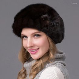 Berets Autumn And Winter Warm Mink Hair Hat Skin Women's Beret Ear Protection Fur Whole