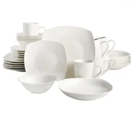 Plates Gibson Home Hill 30-Piece Dinnerware Set White Dinner And Dishes Plate Ceramic