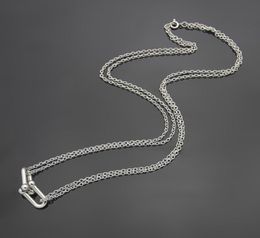 Titanium Steel 2 Section U-shaped Chain Double Layer rose gold silver Necklace Women Double U Byte Necklace3904291