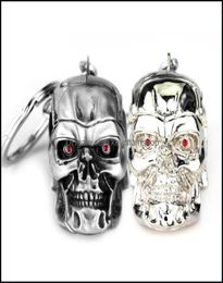 10PcsLot Fashion Keyrings Jewellery Sier Pendant Movie Terminator Skeleton Mask Keychain Skl Key Ring For Men Car Chain Drop Delive6945835