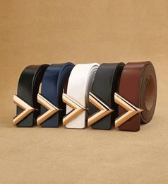 New Designer Men039s Women039s luxury Belt Genuine Leather Alloy V Buckle Waist Belts High quality fashion women belts gifts1663408