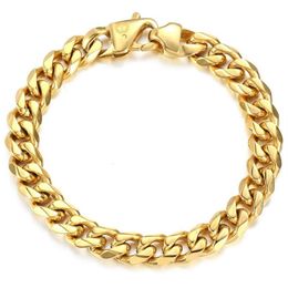 Davieslee 11mm Male Bracelet Cuban Curb Link Chain 316L Stainless Steel Bracelet for Men Boys Gold Silver Colour 8 9 inch DHB514220H