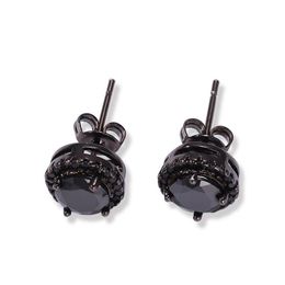 Mens Hip Hop Stud Earrings Jewelry Fashion Black Silver Simulated Diamond Round Earring For Men2567