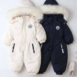 Winter Children Clothes LongSleeve Thick Romper Baby Boys Girls Hooded Jumpsuit Kids OnePiece Ski Suit Outdoor Warm Coat 231226