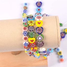 Other 8-12mm Mixed Heart Shape Flower Patterns Millefiori Glass Loose Beads Lampwork Crafts For Jewellery Making Ykl0848239Y