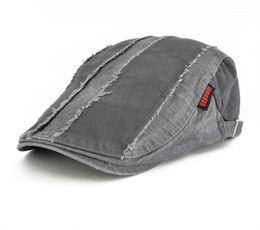 Sboy Hats VOBOOM Grey Distressed Cotton Flat Cap Men039s Golf Caps Retro Baker Boy Hat Male Gatsby Driver Cabbies Beret Boina 18481554