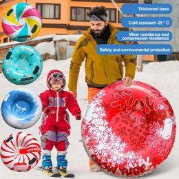 Ski Circle Thickened Base Shockproof Colorfast Inflatable Leakproofsnowflake Print Cold-Resistant Heavy Duty Sledding Snow Tube 231225